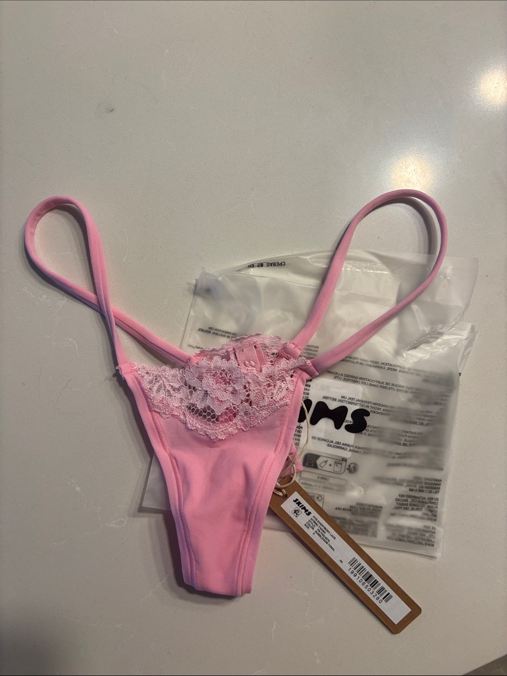 NWT skims everybody lace cotton thong S